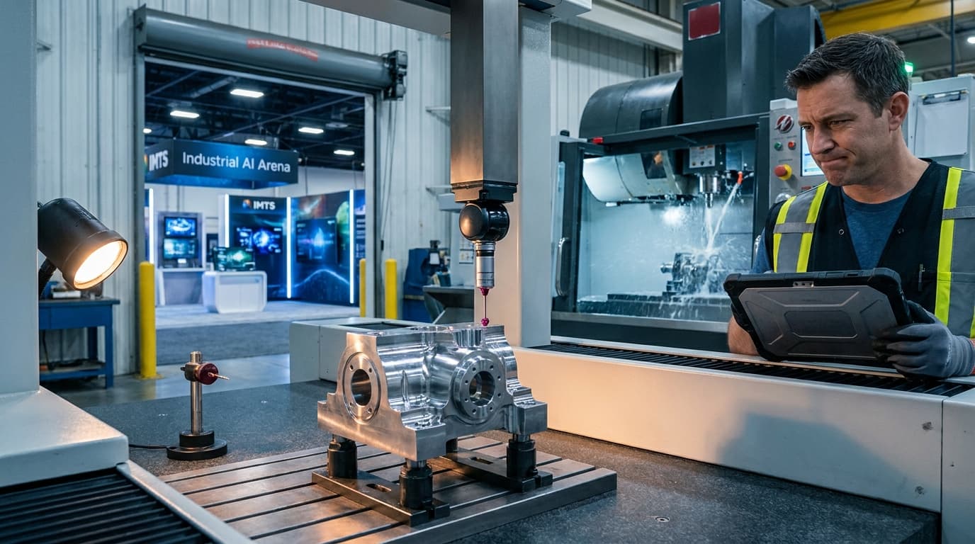 Machine tool exhibits on the McCormick Place show floor where industrial AI IMTS 2026 demos are shown to plant teams